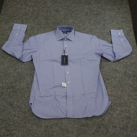 Polo Ralph Lauren Button Up Shirt‎ Mens 16 40 41 Blue White Regent Fit Dress K - Picture 1 of 13
